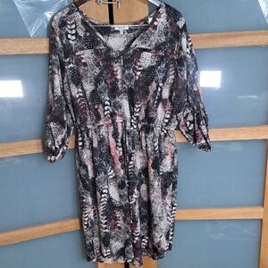 MPH Collection Chic Multicolor Patterned Dress 100% Cotton Sz 2X